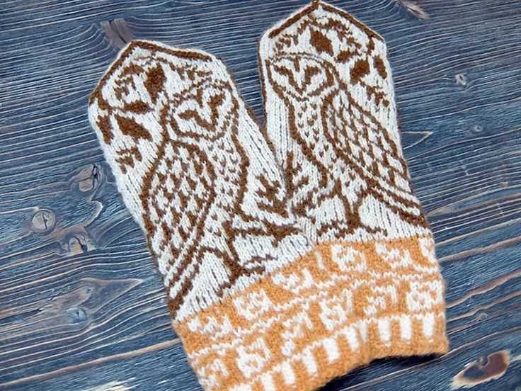 Owl mittens knitting pattern