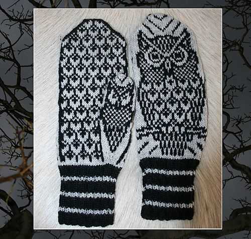Owl mittens knitting pattern