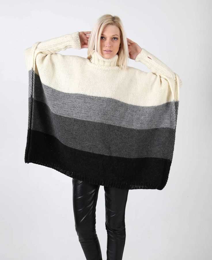 Free knitted poncho with sleeves patterns