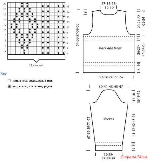 Knit patterns for vests in one piece