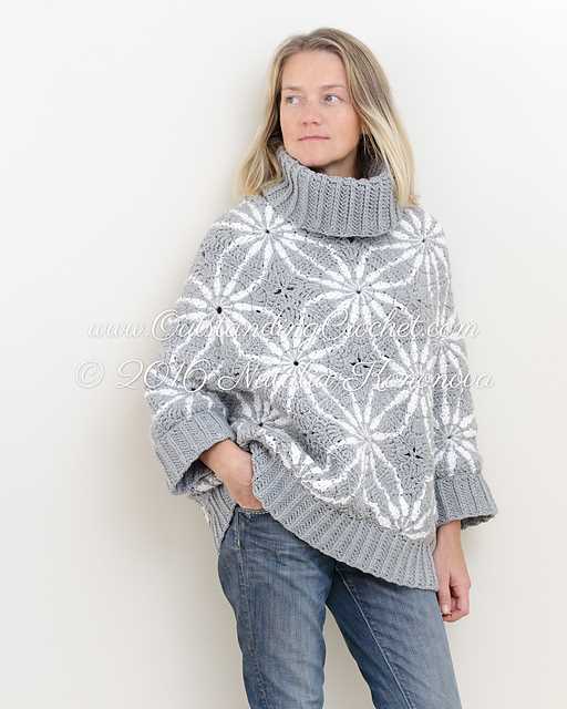 Poncho sweater with sleeves knitting pattern