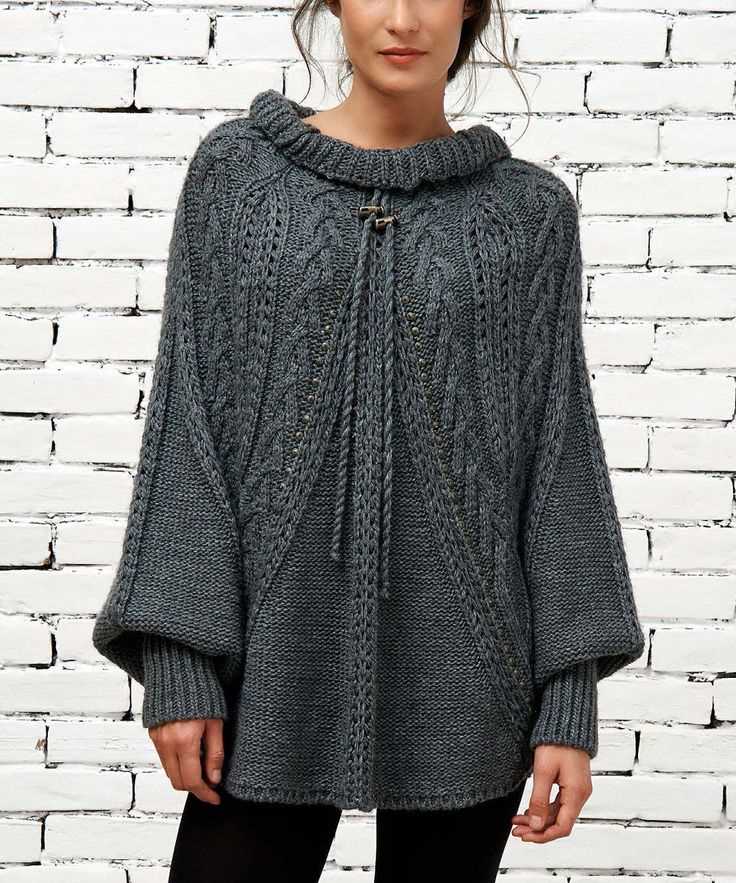 Poncho sweater with sleeves knitting pattern