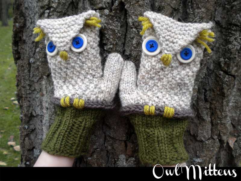 Owl mittens knitting pattern