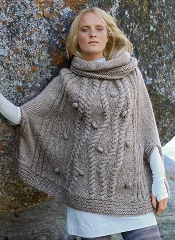 Poncho sweater with sleeves knitting pattern