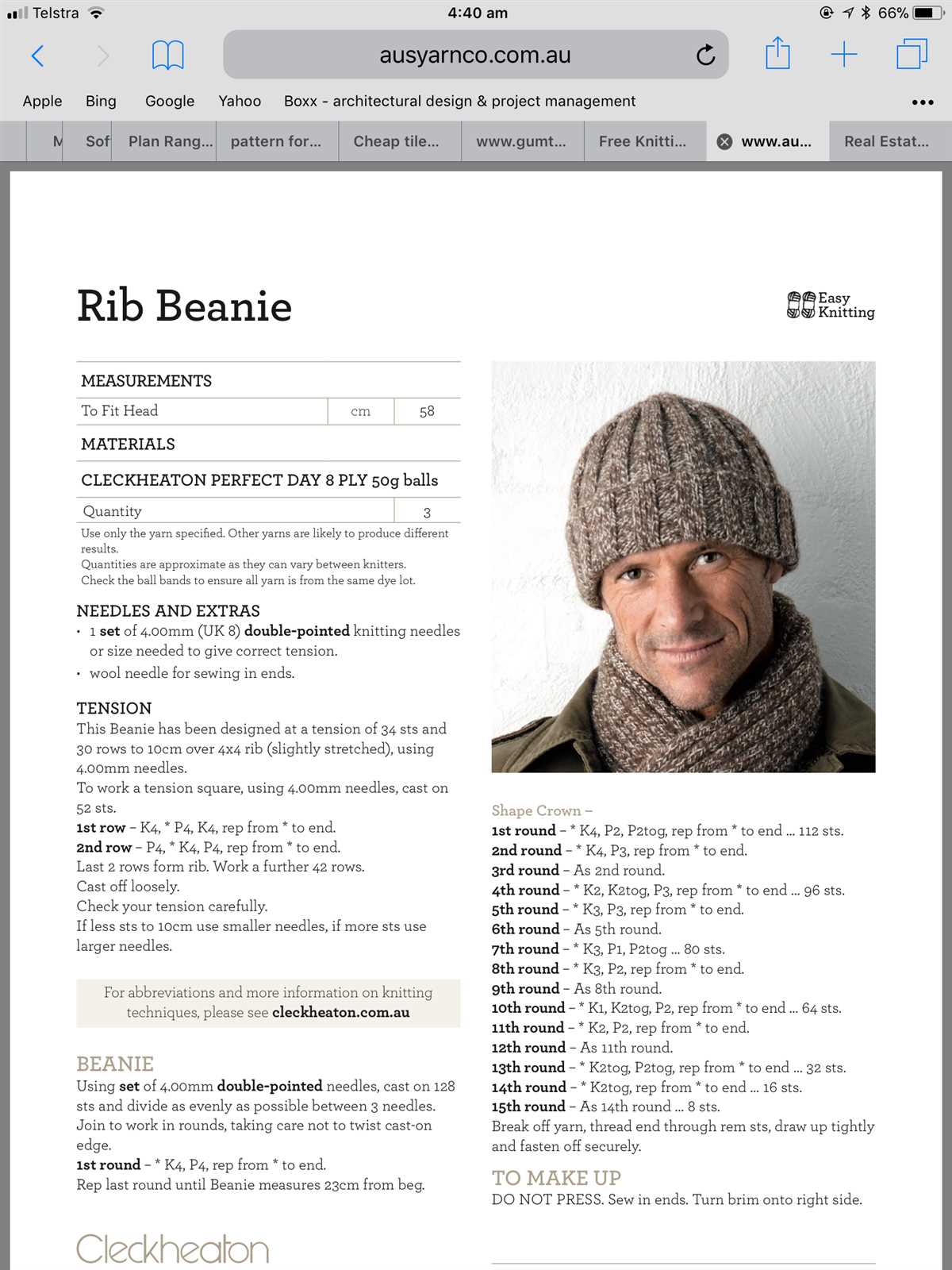 Ribbed beanie knitting pattern free