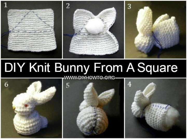 Knitted rabbit pattern square