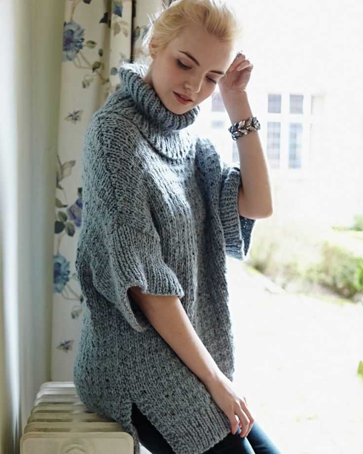 Roll neck sweater knitting pattern