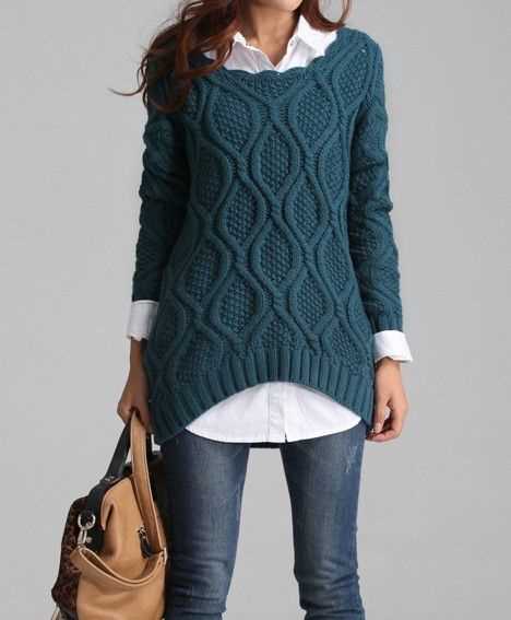 Scoop neck sweater knitting pattern