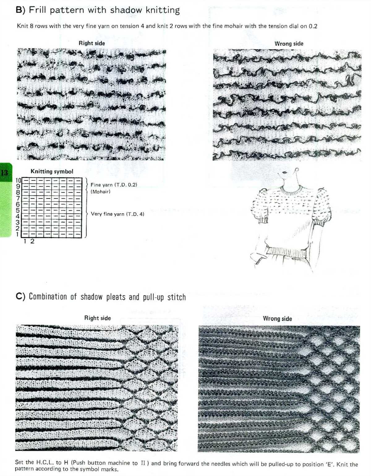 Shadow knitting patterns