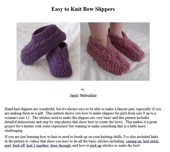 Slipper knit pattern