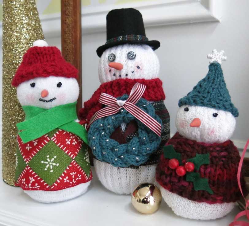 Snowman family knitting pattern