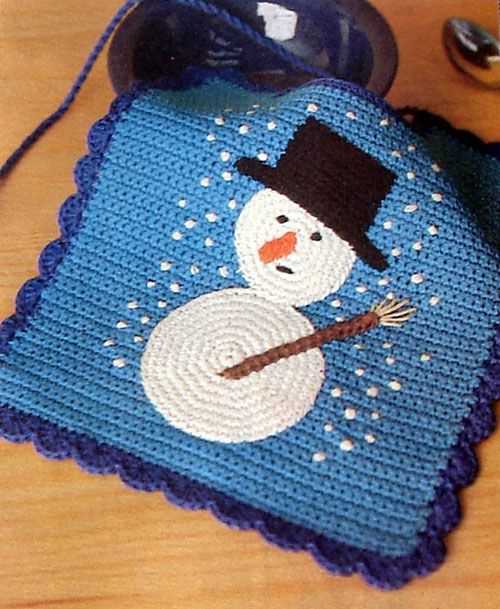 Snowman knitted dishcloth pattern