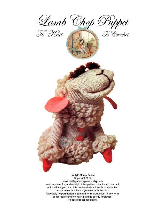 Lamb chop puppet knitting pattern