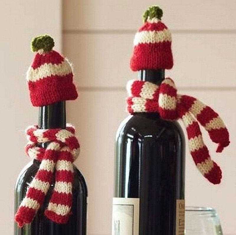 Free knitting pattern for wine bottle hat and scarf