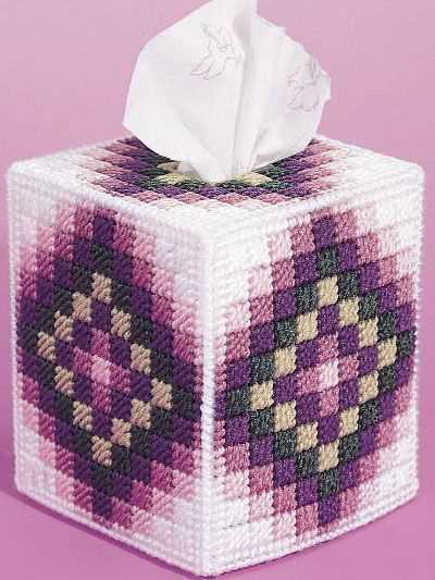 Knitted lace tissue box cover pattern