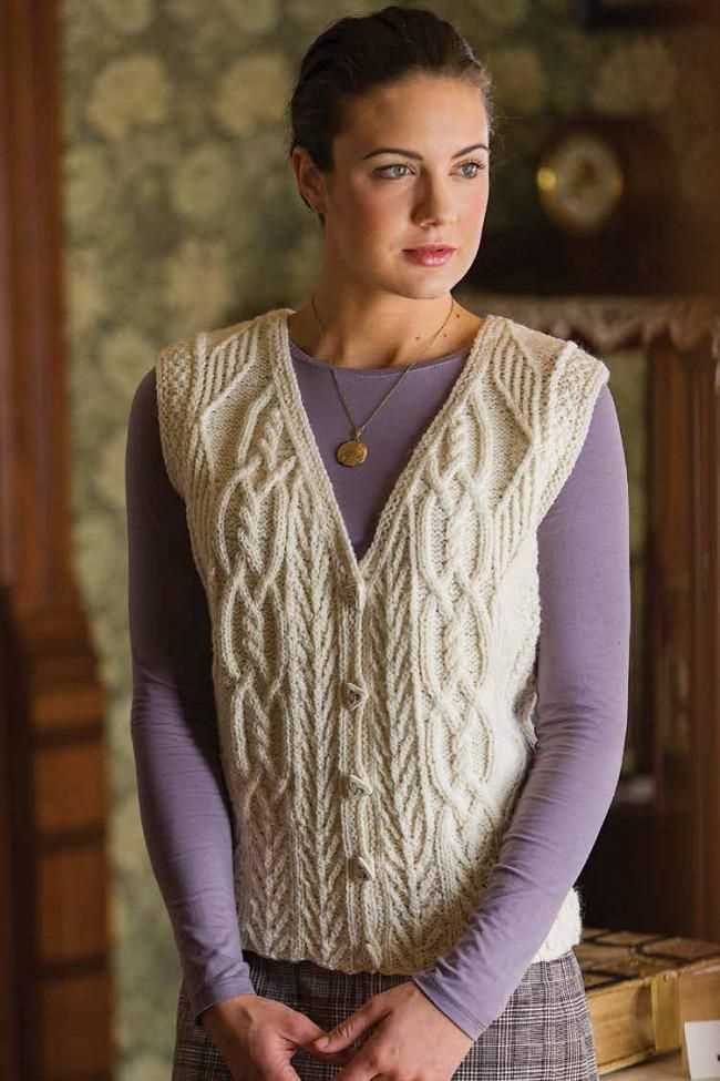 Free aran vest knitting patterns