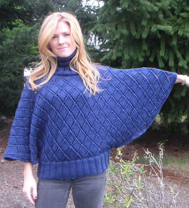 Free knitted poncho with sleeves patterns