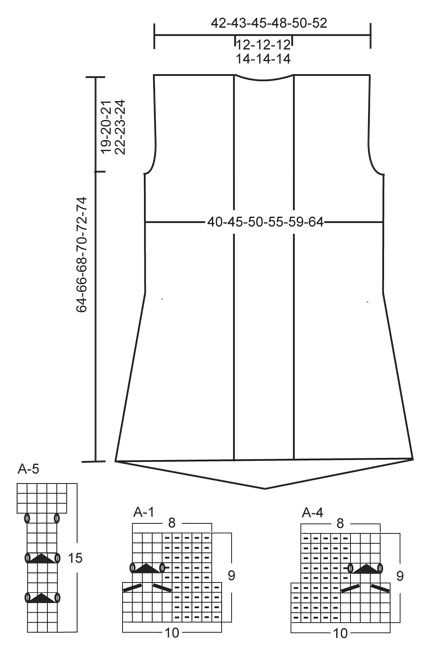 Knit patterns for vests in one piece