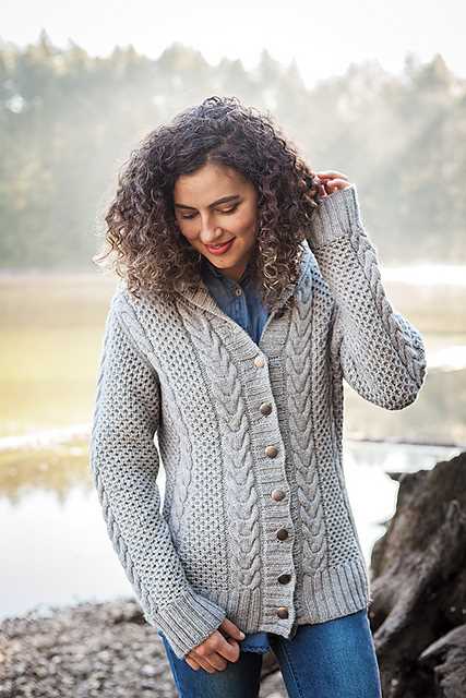 Aran hooded cardigan knitting pattern