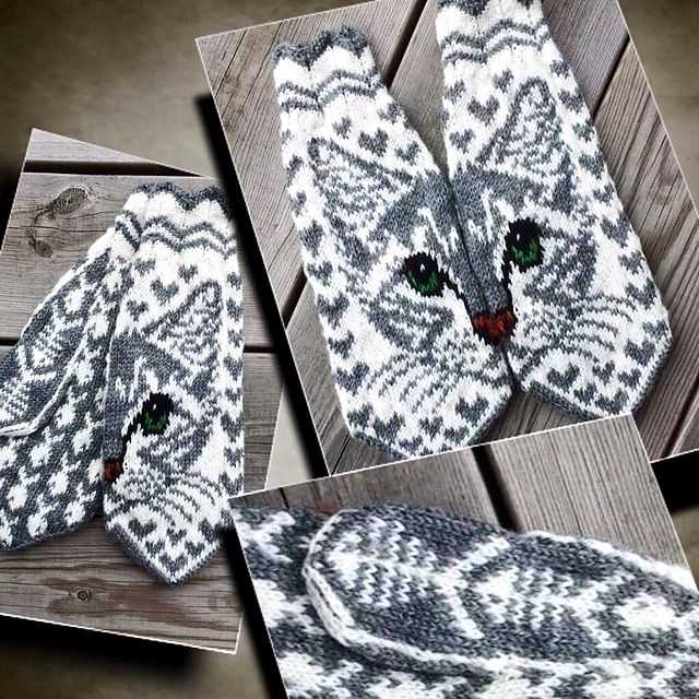 Cat mittens knitting pattern