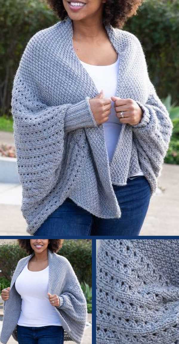 Knitted cocoon cardigan free pattern