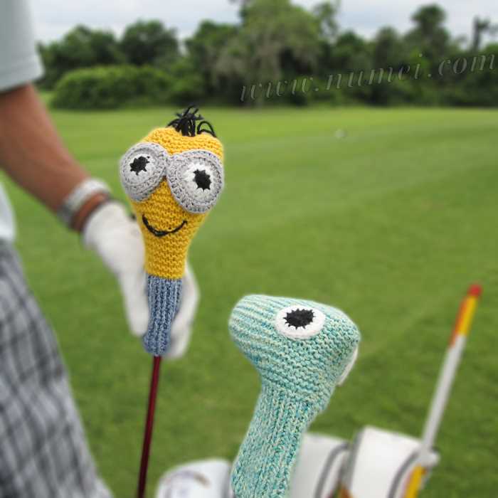 Free pattern for knitted golf club covers