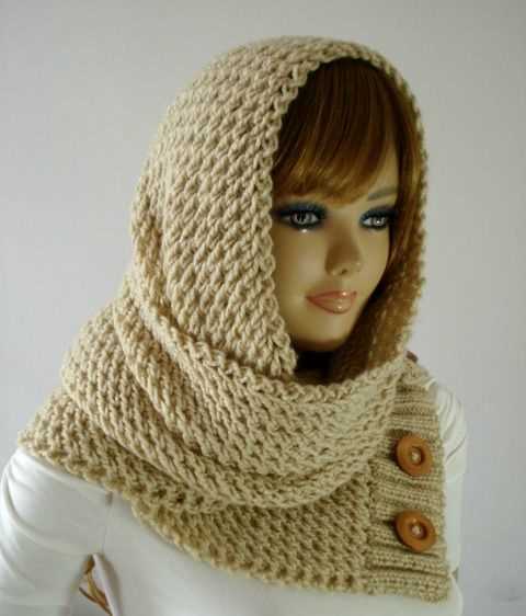 Easy hooded scarf free knitting pattern