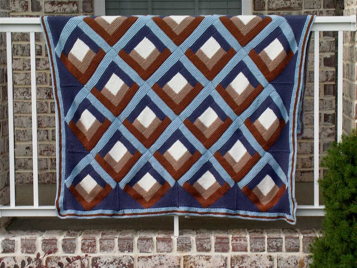 Free knitting pattern for log cabin blanket