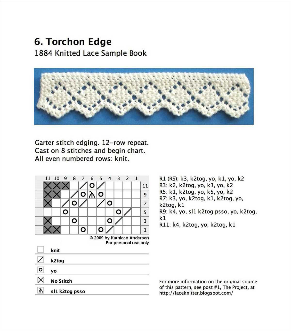 Knitted picot edge pattern