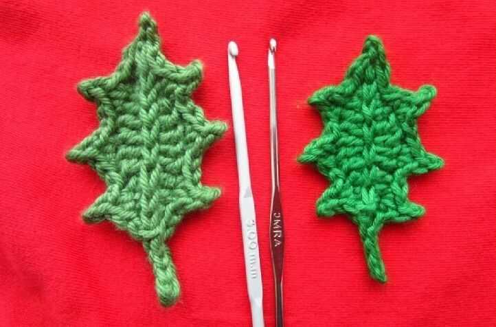 Knitting pattern for holly leaves and berries