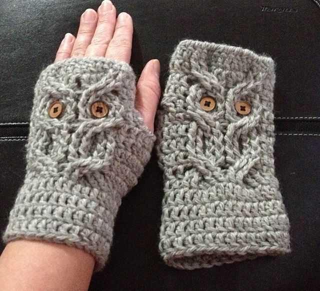 Free owl fingerless gloves knitting pattern