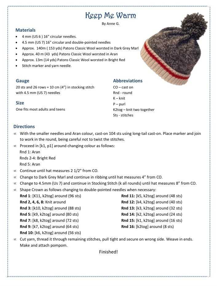 Toque knitting pattern free