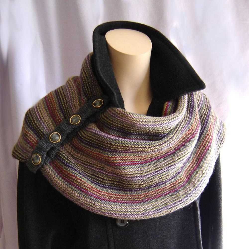 Easy cowl neck scarf knitting pattern