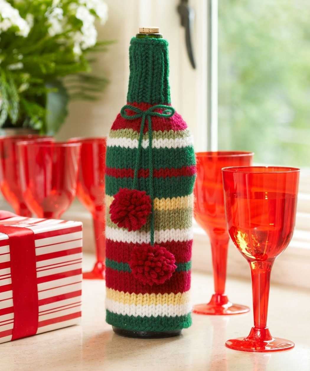 Wine bottle cover knitting pattern