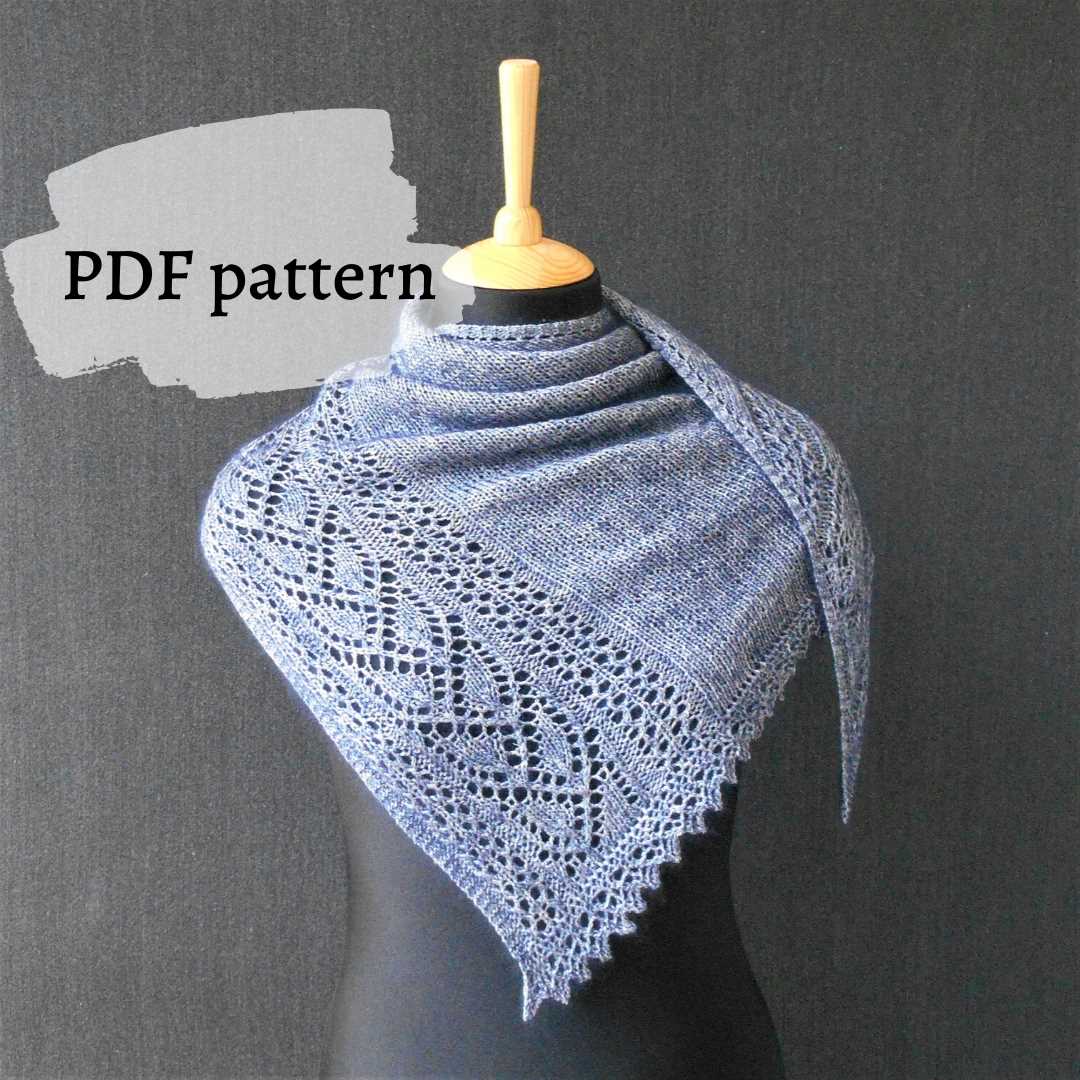 Asymmetrical triangle shawl knitting pattern