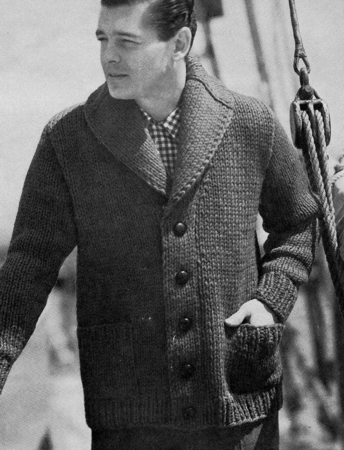 Mens shawl collar cardigan knitting pattern