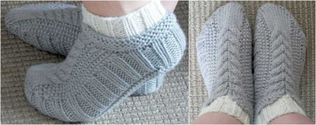 Free cable knit slipper pattern