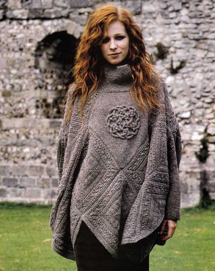 Free knitted poncho with sleeves patterns